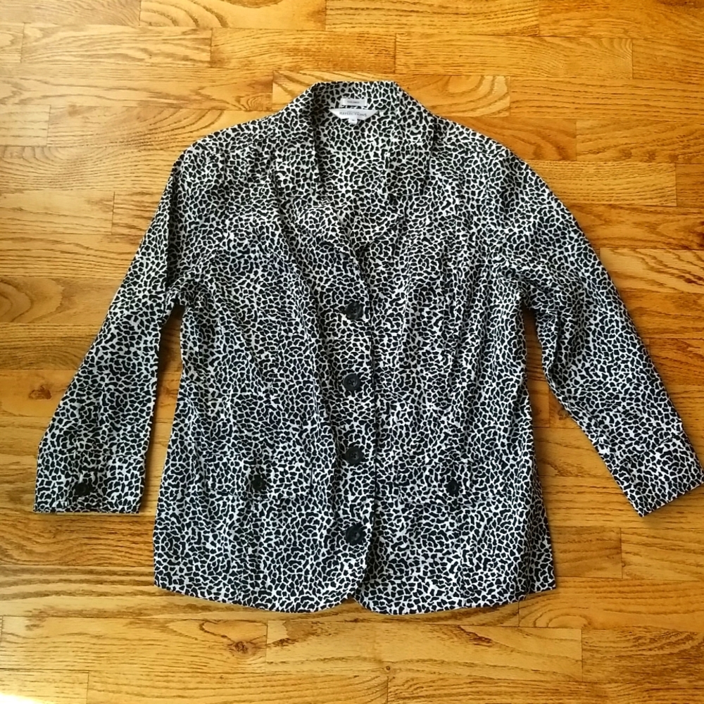 (M) Northern Reflections Tailored Zebra Top Business Casual Office Workwear Work